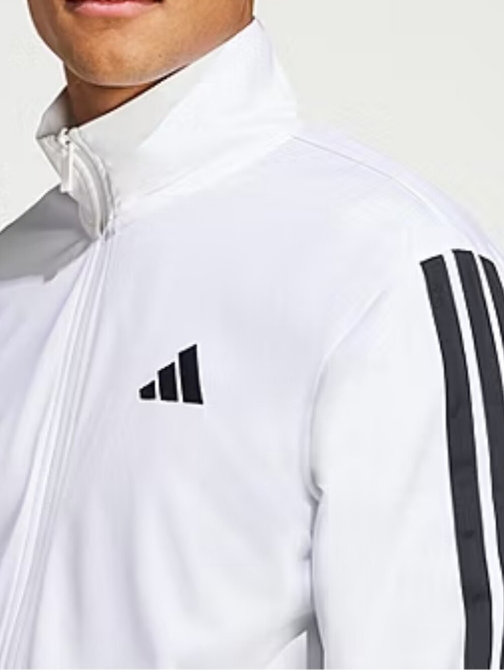 Adidas White Track Jacket with Black Three-Stripes